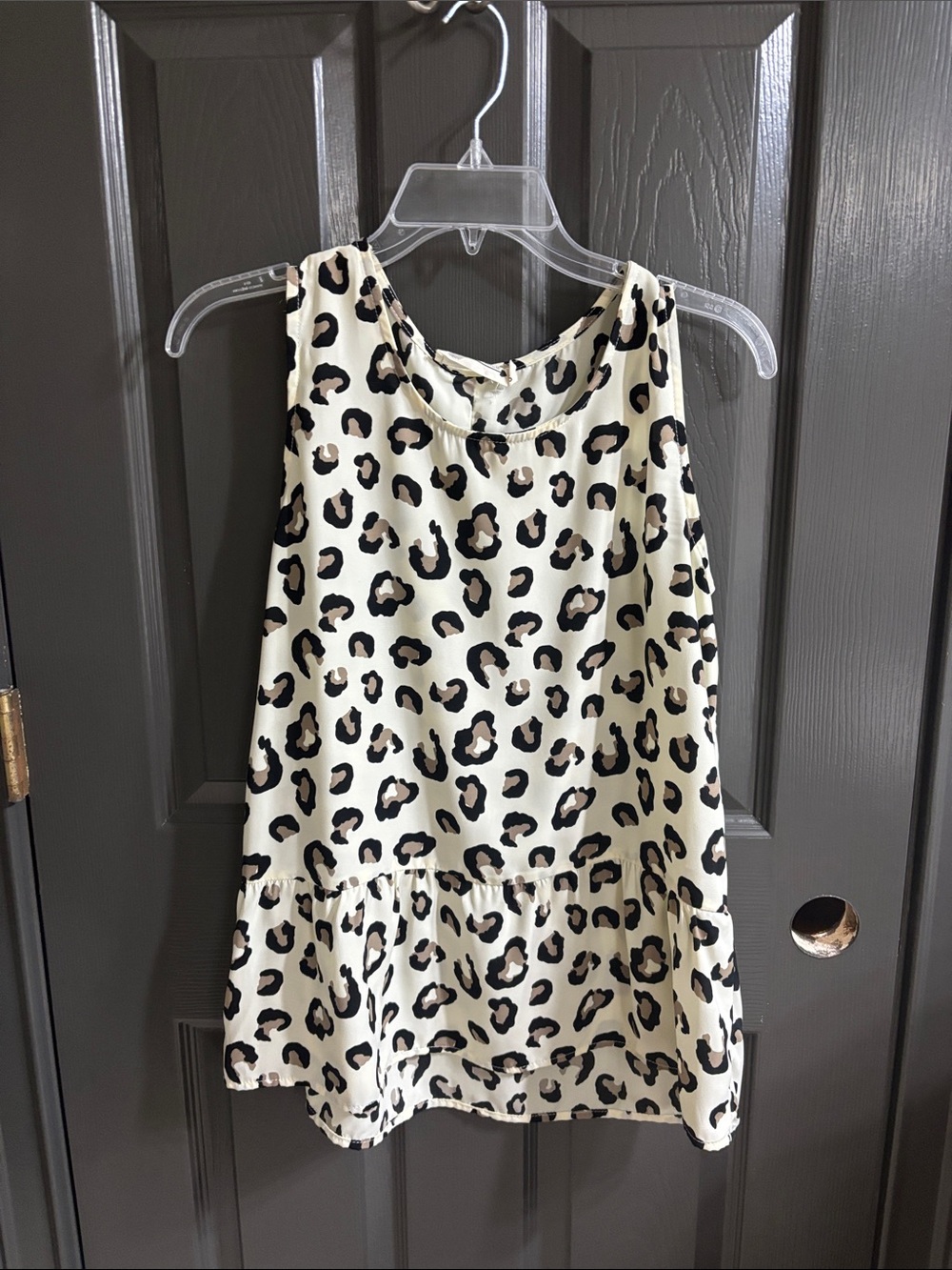Buddy Love Cream Leopard Print Ruffle-Hem Tank Top